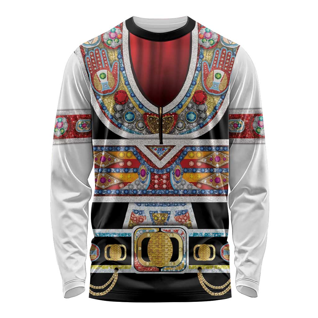 Vintage Rock Star Costume Long Sleeve Shirt Rhinestone Inspired Glam Rock Stage Outfit