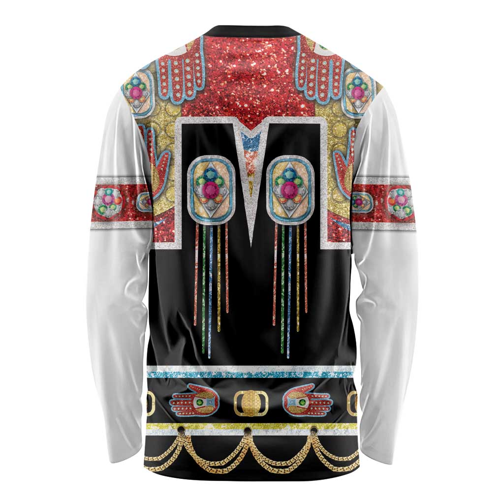 Vintage Rock Star Costume Long Sleeve Shirt Rhinestone Inspired Glam Rock Stage Outfit