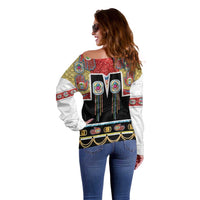 Vintage Rock Star Costume Off Shoulder Sweater Rhinestone Inspired Glam Rock Stage Outfit
