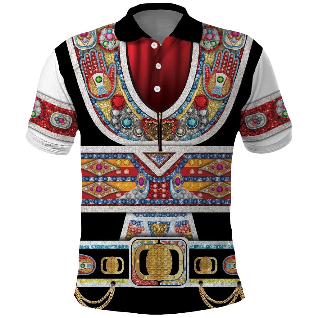 Vintage Rock Star Costume Polo Shirt Rhinestone Inspired Glam Rock Stage Outfit