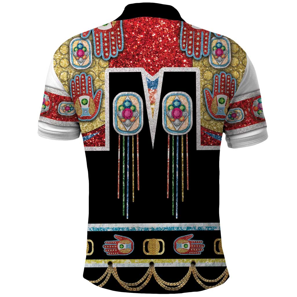 Vintage Rock Star Costume Polo Shirt Rhinestone Inspired Glam Rock Stage Outfit