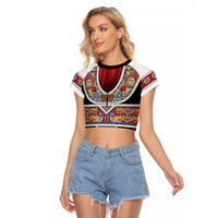 Vintage Rock Star Costume Raglan Cropped T Shirt Rhinestone Inspired Glam Rock Stage Outfit