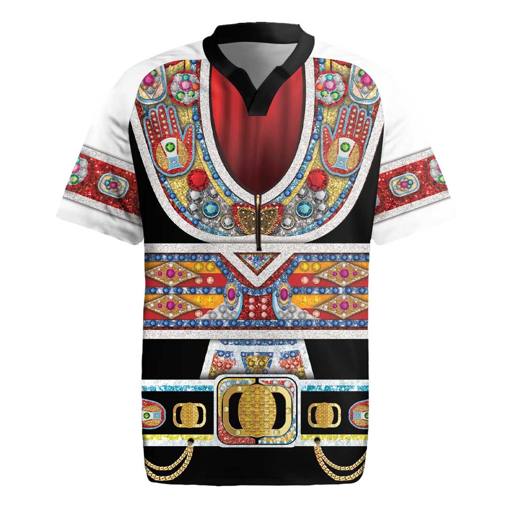 Vintage Rock Star Costume Rugby Jersey Rhinestone Inspired Glam Rock Stage Outfit