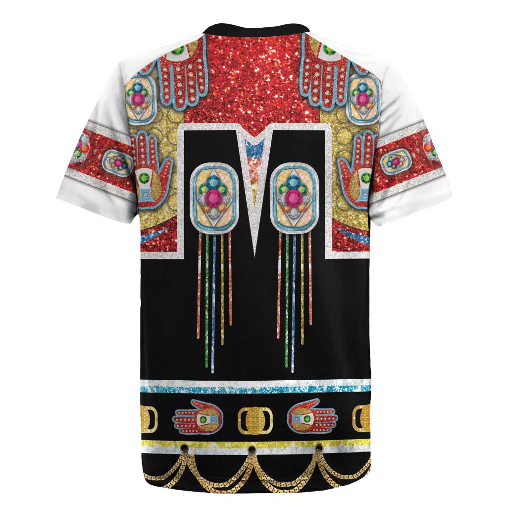 Vintage Rock Star Costume Rugby Jersey Rhinestone Inspired Glam Rock Stage Outfit
