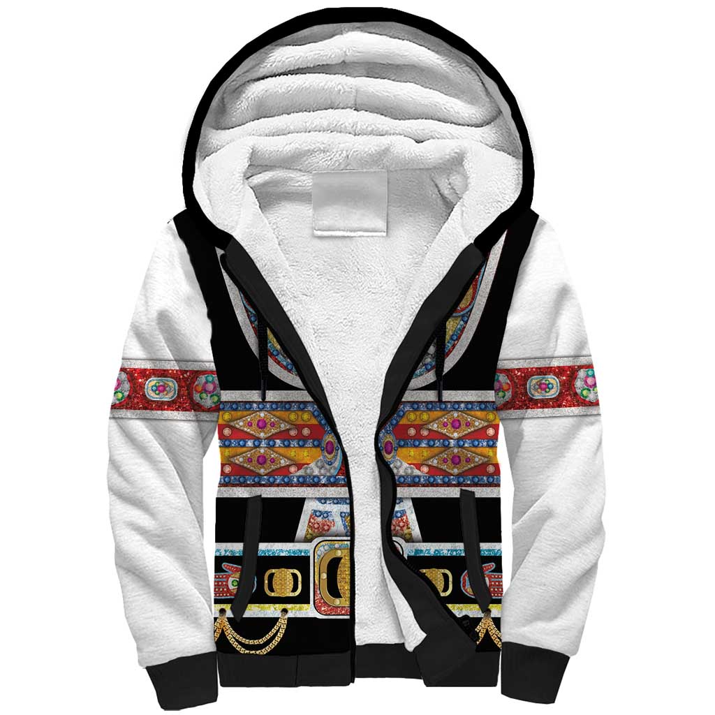 Vintage Rock Star Costume Sherpa Hoodie Rhinestone Inspired Glam Rock Stage Outfit