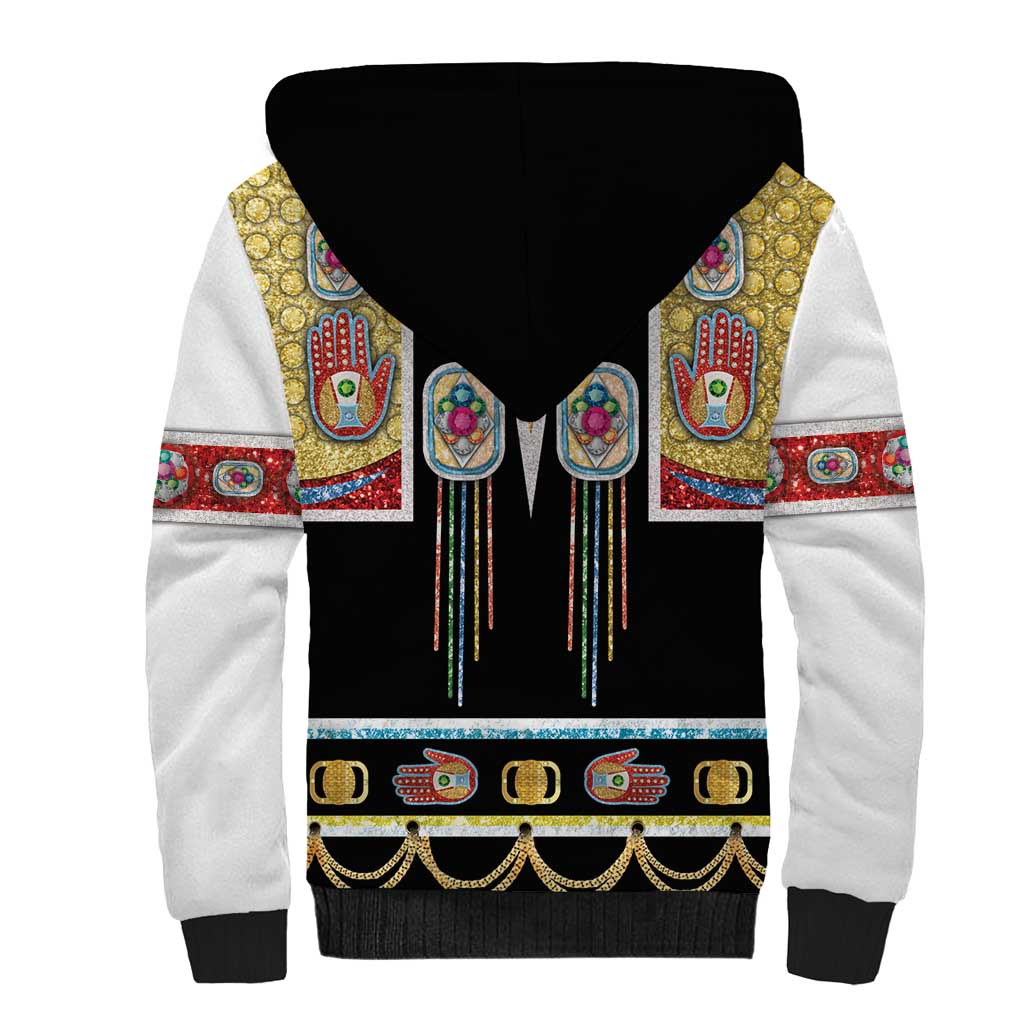 Vintage Rock Star Costume Sherpa Hoodie Rhinestone Inspired Glam Rock Stage Outfit