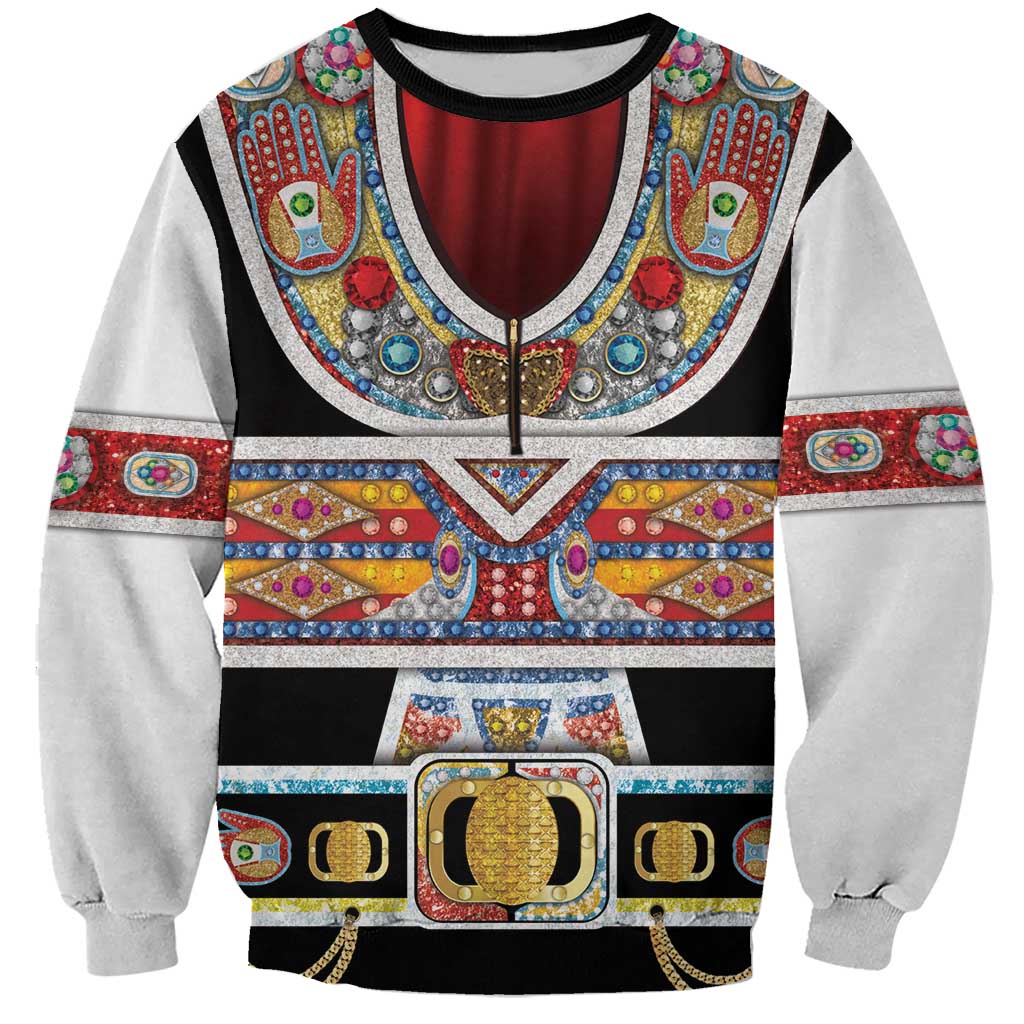 Vintage Rock Star Costume Sweatshirt Rhinestone Inspired Glam Rock Stage Outfit