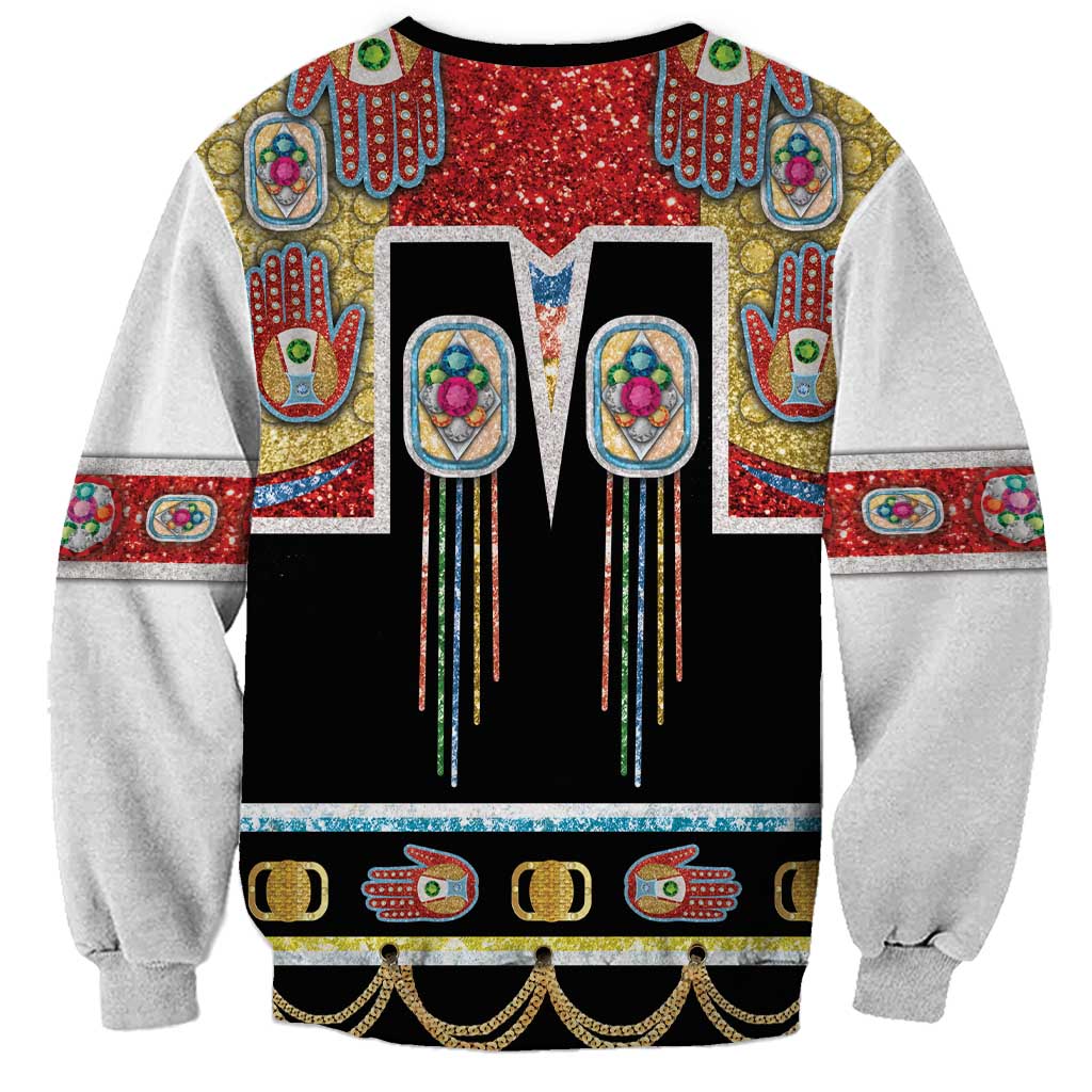 Vintage Rock Star Costume Sweatshirt Rhinestone Inspired Glam Rock Stage Outfit