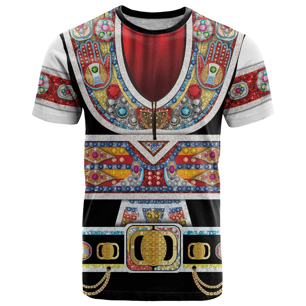 Vintage Rock Star Costume T Shirt Rhinestone Inspired Glam Rock Stage Outfit