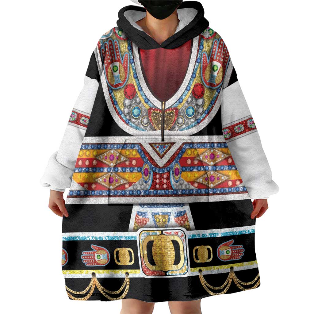 Vintage Rock Star Costume Wearable Blanket Hoodie Rhinestone Inspired Glam Rock Stage Outfit