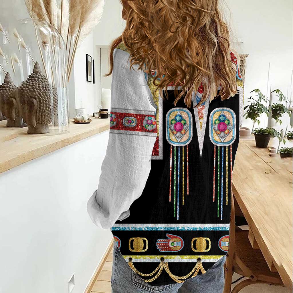 Vintage Rock Star Costume Women Casual Shirt Rhinestone Inspired Glam Rock Stage Outfit