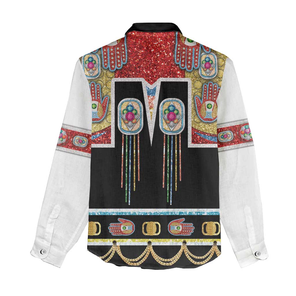Vintage Rock Star Costume Women Casual Shirt Rhinestone Inspired Glam Rock Stage Outfit