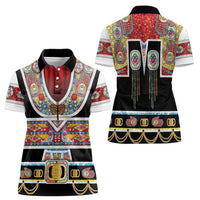 Vintage Rock Star Costume Women Polo Shirt Rhinestone Inspired Glam Rock Stage Outfit