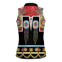 Vintage Rock Star Costume Women Sleeveless Polo Shirt Rhinestone Inspired Glam Rock Stage Outfit