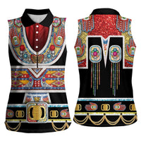 Vintage Rock Star Costume Women Sleeveless Polo Shirt Rhinestone Inspired Glam Rock Stage Outfit
