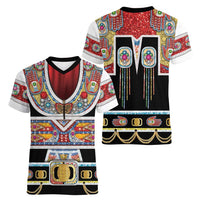 Vintage Rock Star Costume Women V-Neck T-Shirt Rhinestone Inspired Glam Rock Stage Outfit