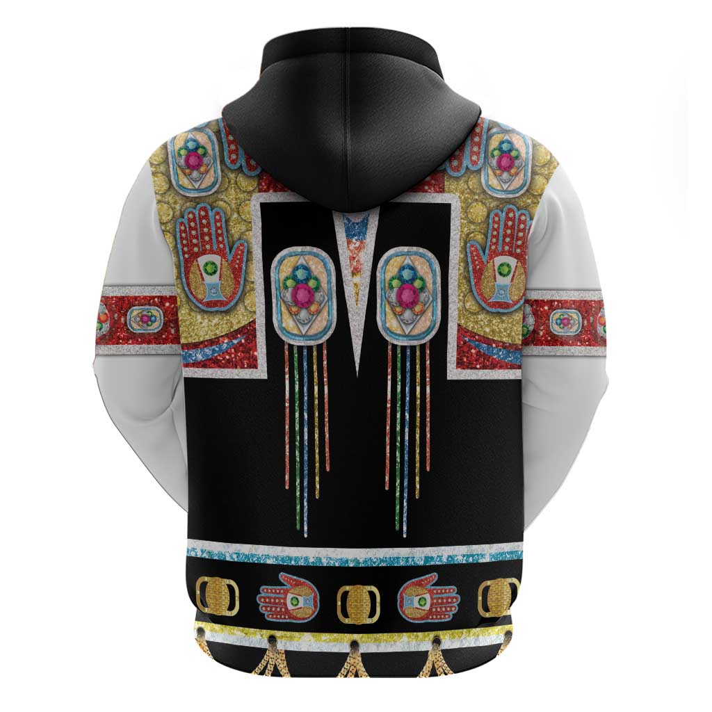 Vintage Rock Star Costume Zip Hoodie Rhinestone Inspired Glam Rock Stage Outfit