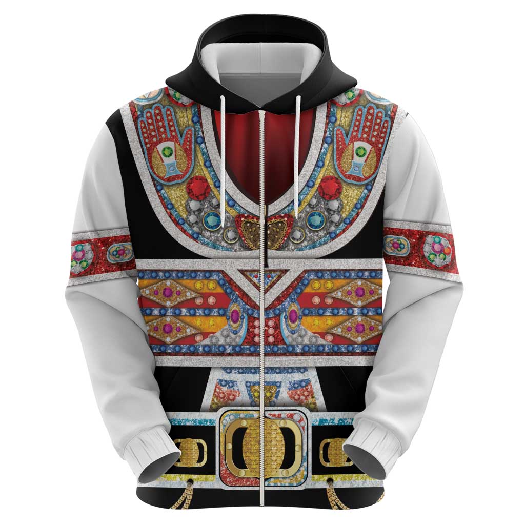Vintage Rock Star Costume Zip Hoodie Rhinestone Inspired Glam Rock Stage Outfit