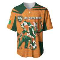 Custom Ivory Coast Football Baseball Jersey Elephant Geometric African Art Style