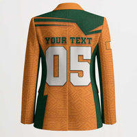 Custom Ivory Coast Football Blazer Elephant Geometric African Art Style