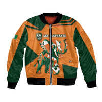 Custom Ivory Coast Football Bomber Jacket Elephant Geometric African Art Style