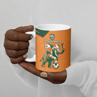 Custom Ivory Coast Football Ceramic Mug Elephant Geometric African Art Style