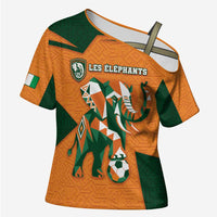 Custom Ivory Coast Football Cross Shoulder Shirt Elephant Geometric African Art Style