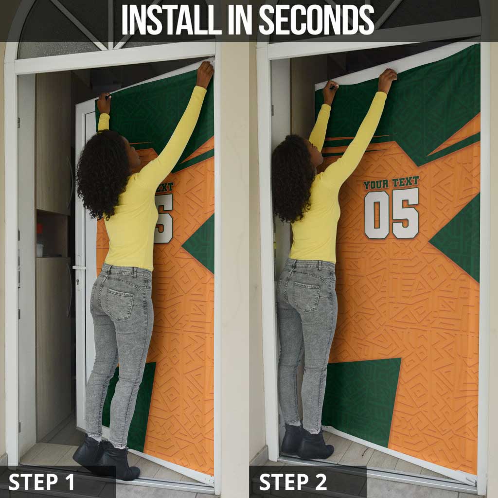 Custom Ivory Coast Football Door Cover Elephant Geometric African Art Style
