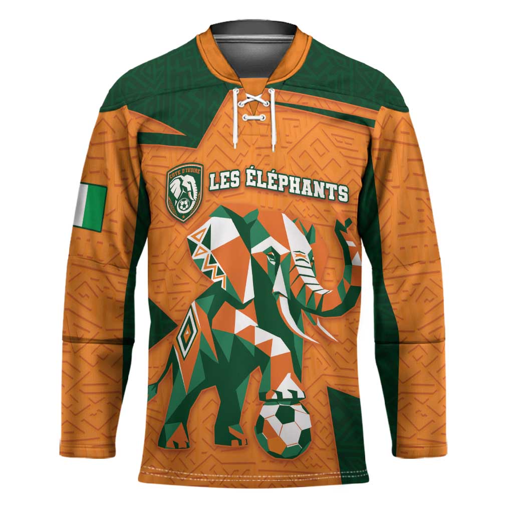 Custom Ivory Coast Football Hockey Jersey Elephant Geometric African Art Style