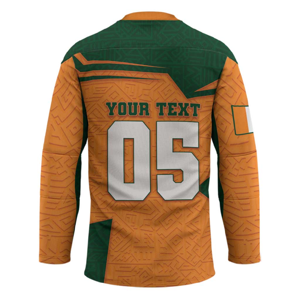Custom Ivory Coast Football Hockey Jersey Elephant Geometric African Art Style