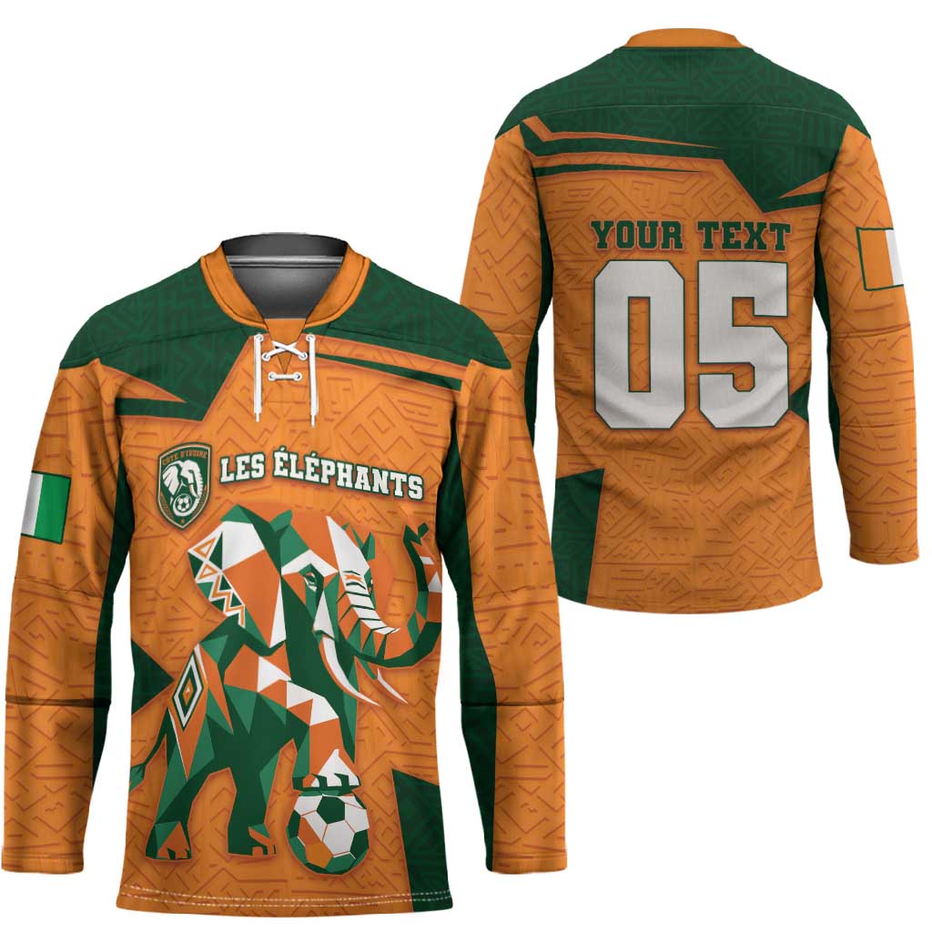 Custom Ivory Coast Football Hockey Jersey Elephant Geometric African Art Style