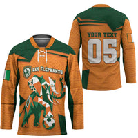 Custom Ivory Coast Football Hockey Jersey Elephant Geometric African Art Style