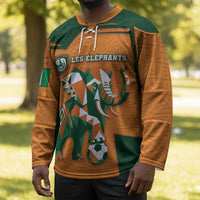 Custom Ivory Coast Football Hockey Jersey Elephant Geometric African Art Style