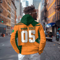 Custom Ivory Coast Football Hoodie Elephant Geometric African Art Style