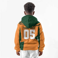 Custom Ivory Coast Football Kid Hoodie Elephant Geometric African Art Style