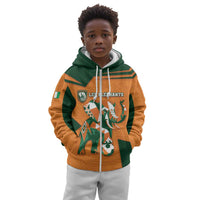 Custom Ivory Coast Football Kid Hoodie Elephant Geometric African Art Style