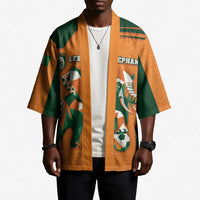 Custom Ivory Coast Football Kimono Elephant Geometric African Art Style