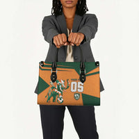 Custom Ivory Coast Football Leather Bag Elephant Geometric African Art Style