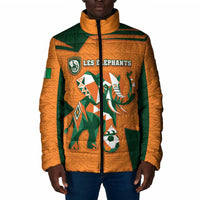 Custom Ivory Coast Football Padded Jacket Elephant Geometric African Art Style
