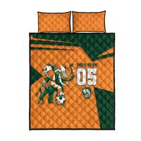 Custom Ivory Coast Football Quilt Bed Set Elephant Geometric African Art Style