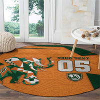 Custom Ivory Coast Football Round Carpet Elephant Geometric African Art Style