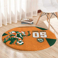 Custom Ivory Coast Football Round Carpet Elephant Geometric African Art Style