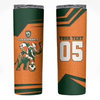 Custom Ivory Coast Football Skinny Tumbler Elephant Geometric African Art Style