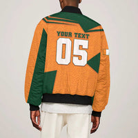 Custom Ivory Coast Football Sleeve Zip Bomber Jacket Elephant Geometric African Art Style