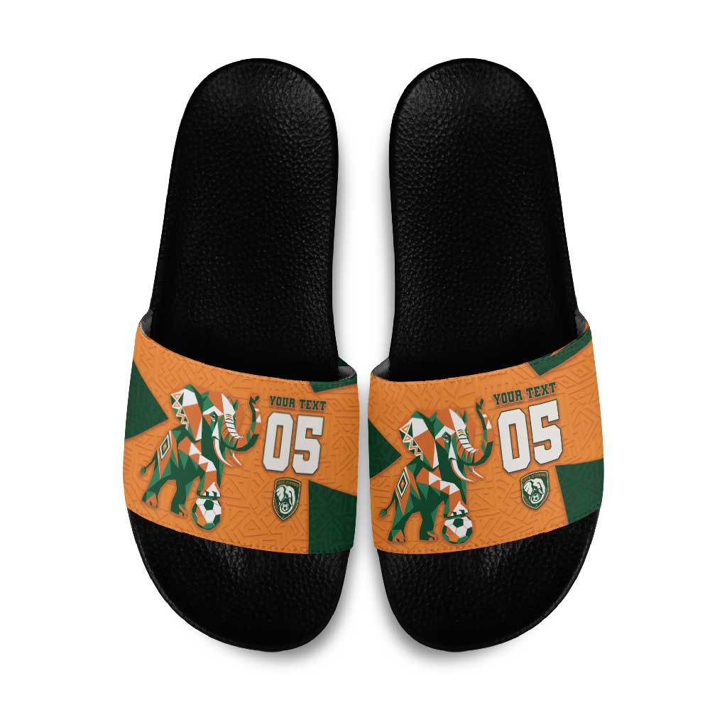 Custom Ivory Coast Football Slide Sandals Elephant Geometric African Art Style