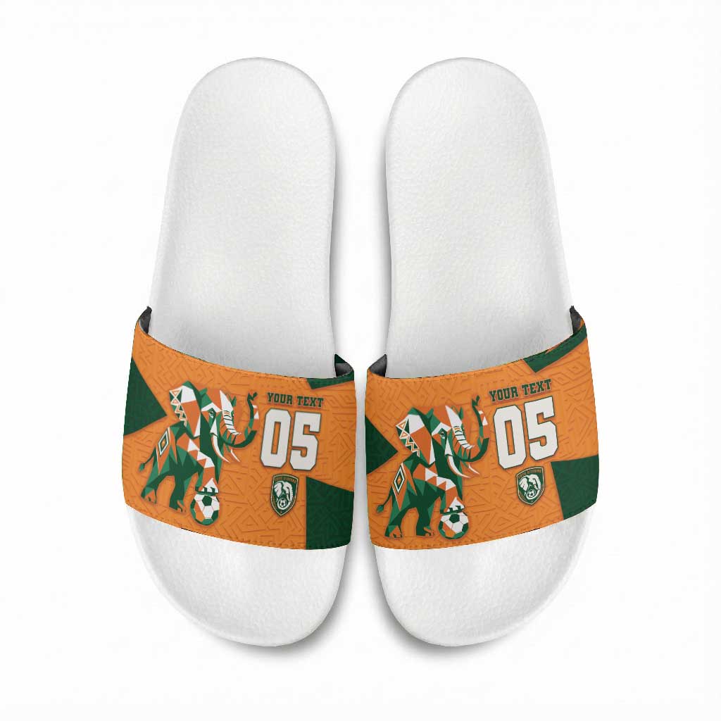 Custom Ivory Coast Football Slide Sandals Elephant Geometric African Art Style