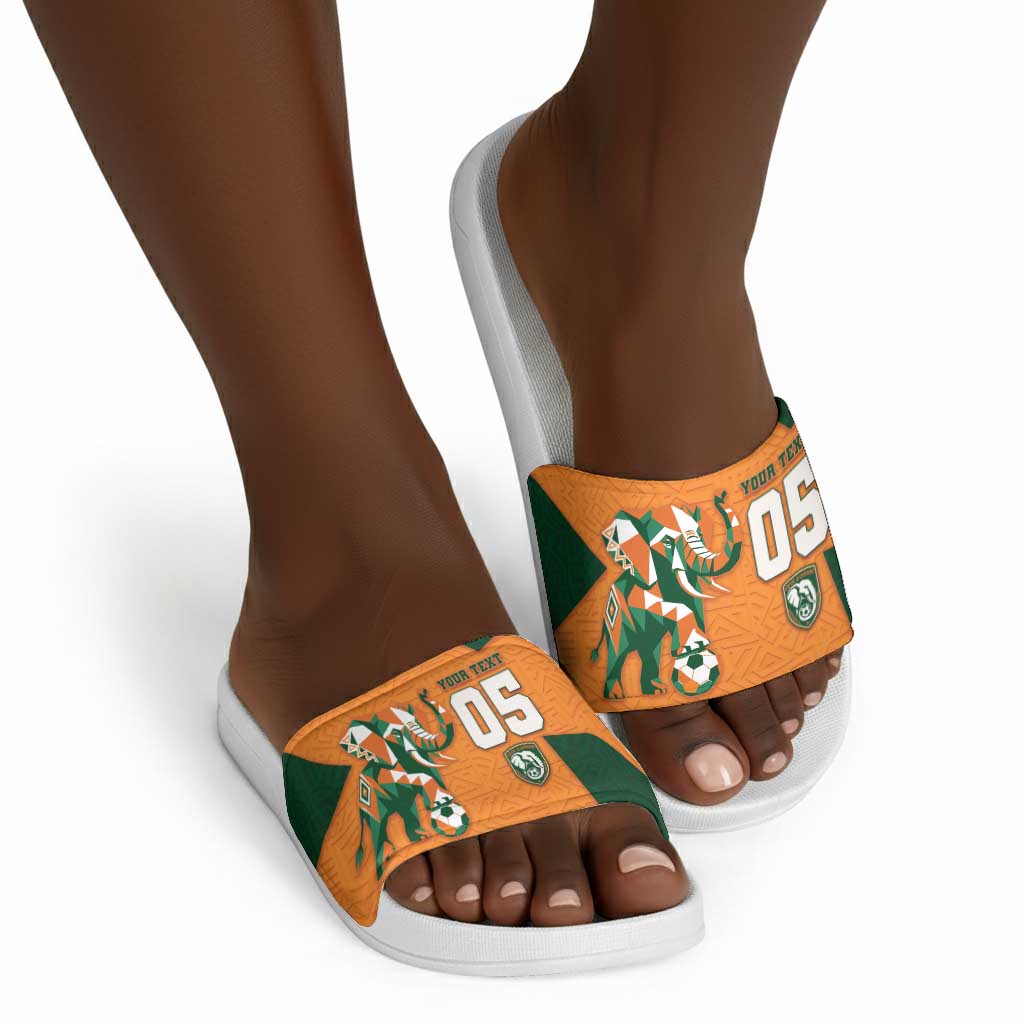 Custom Ivory Coast Football Slide Sandals Elephant Geometric African Art Style