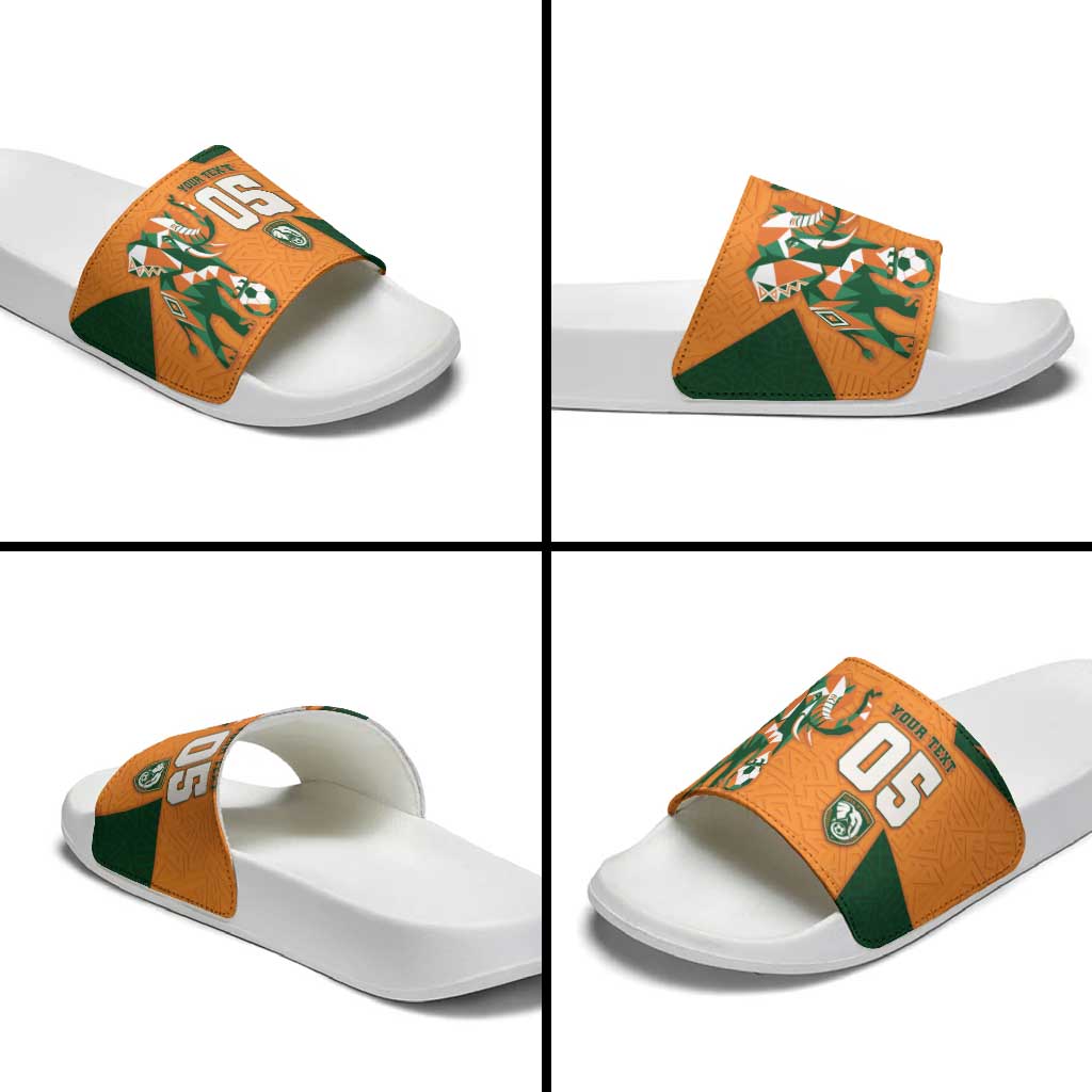Custom Ivory Coast Football Slide Sandals Elephant Geometric African Art Style