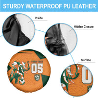 Custom Ivory Coast Football Spare Tire Cover Elephant Geometric African Art Style