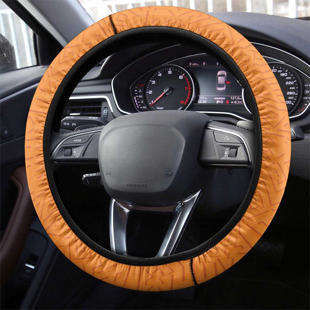 Ivory Coast Football Steering Wheel Cover Elephant Geometric African Art Style